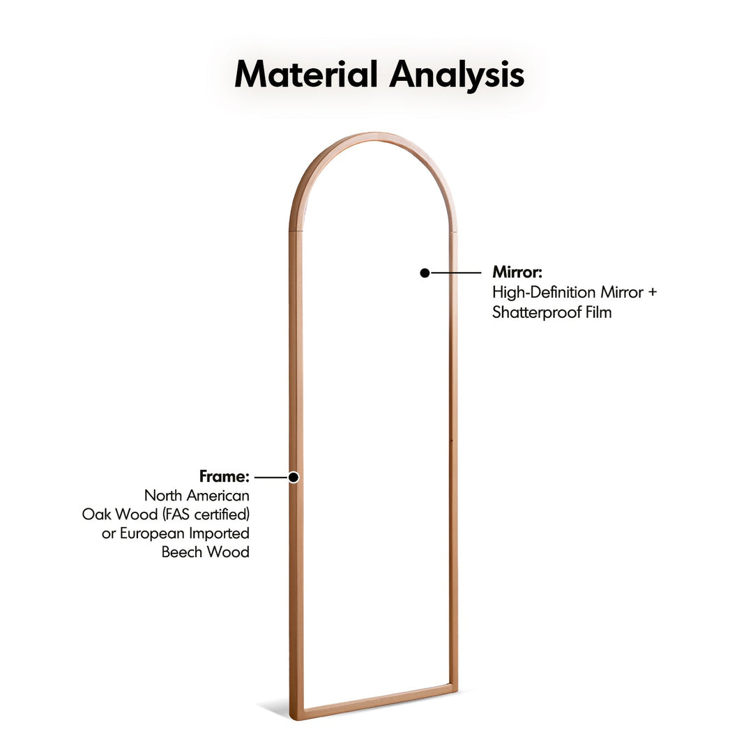 Scandinavian Beech Wood Wall Hanging Dressing Mirror GLIMMER