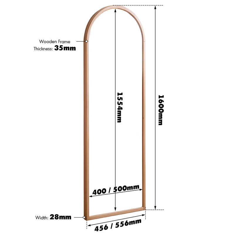 Scandinavian beech wood wall hanging dressing mirror glimmer size charts.