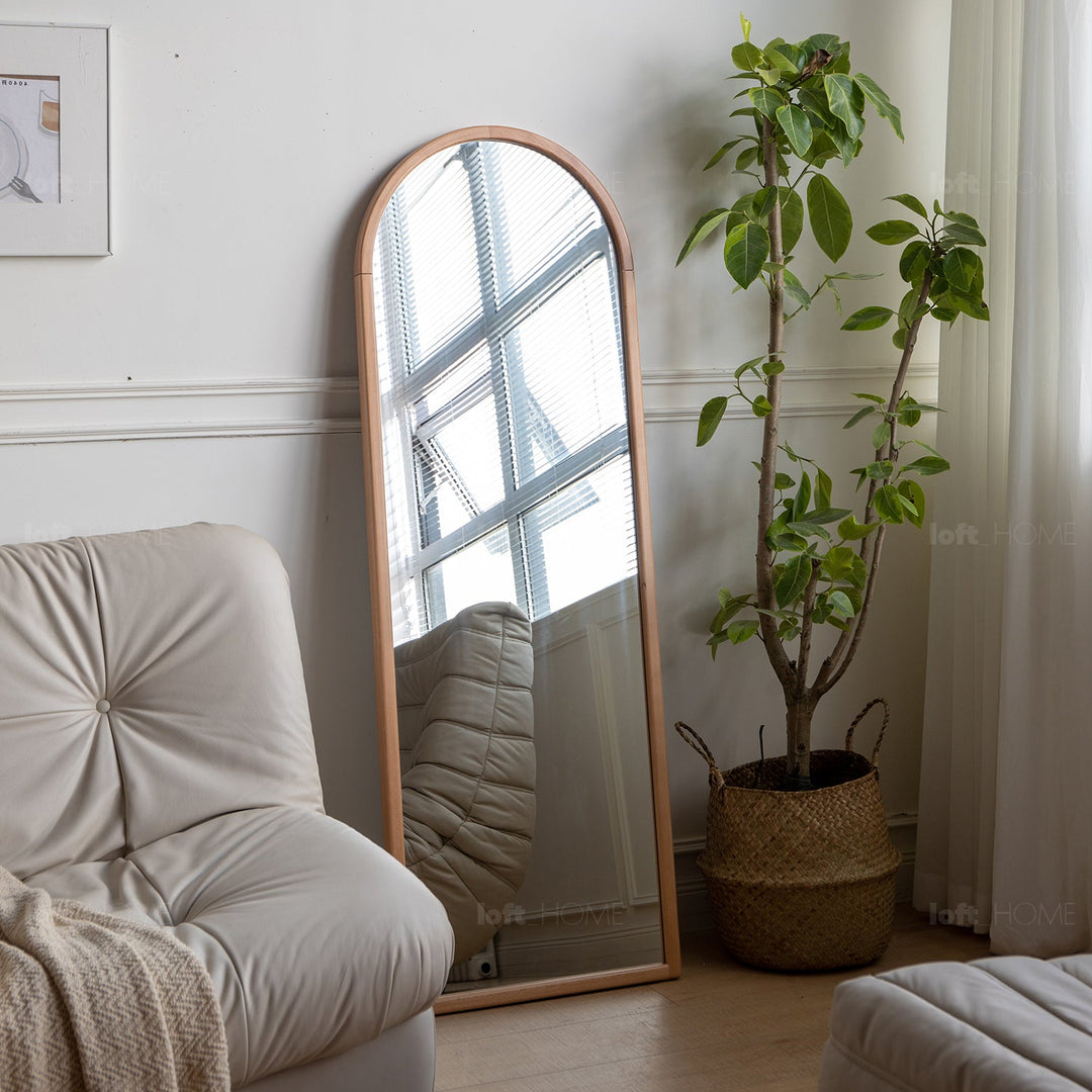 Scandinavian Beech Wood Wall Hanging Dressing Mirror GLIMMER