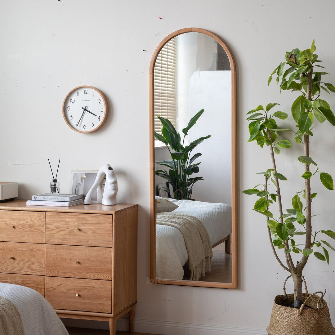 Scandinavian Beech Wood Wall Hanging Dressing Mirror GLIMMER