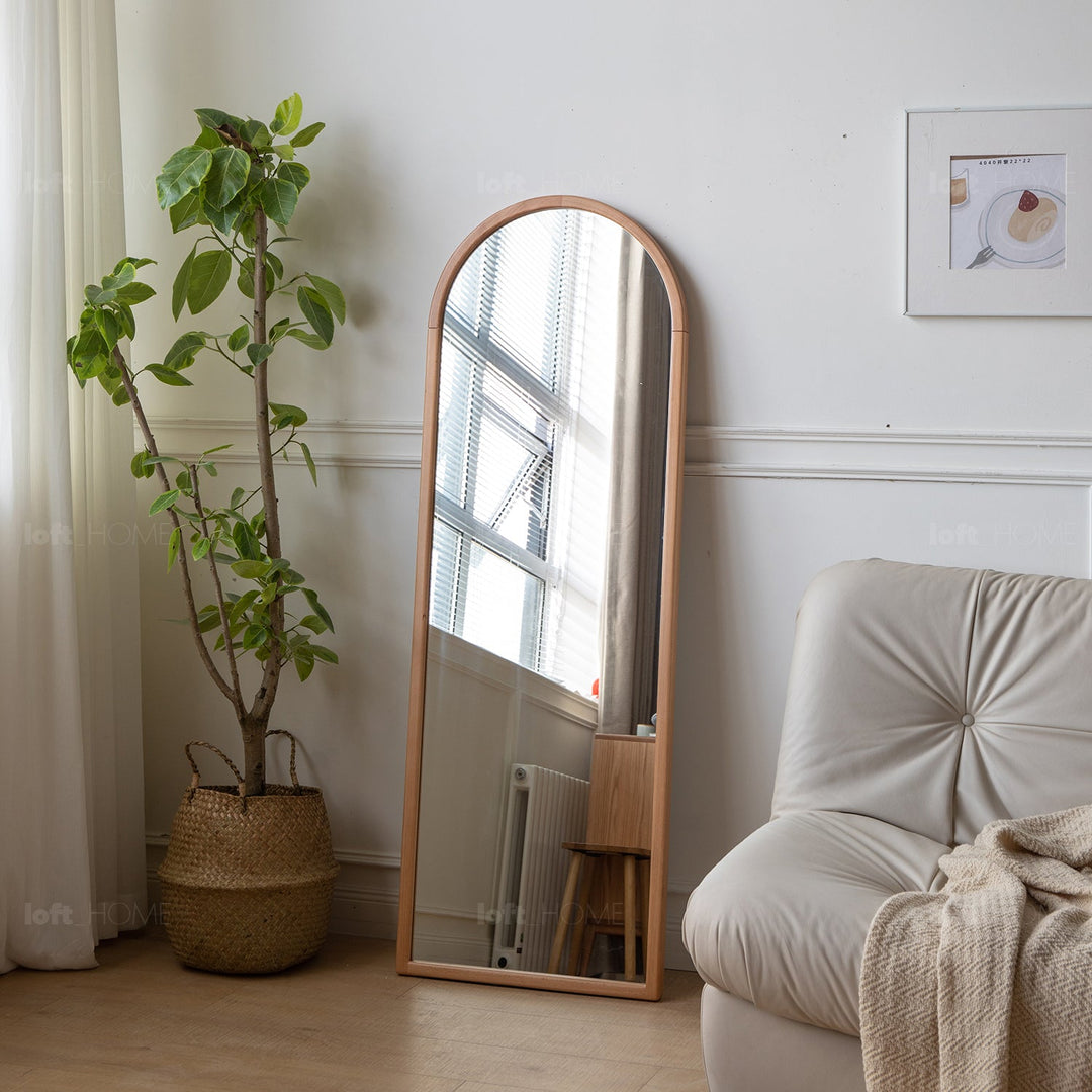 Scandinavian Beech Wood Wall Hanging Dressing Mirror GLIMMER