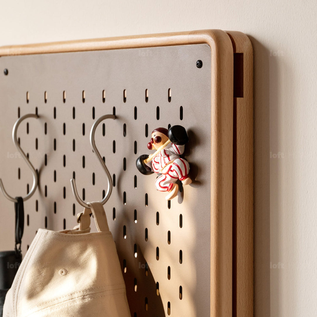 Scandinavian Beech Wood Wall Hanging Dressing Mirror With Pegboard Sliding Door PIVOLT