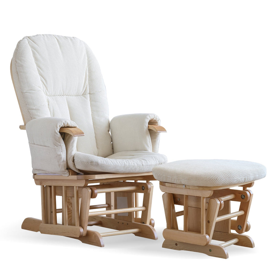 Scandinavian Birch Wood Mixed Weave Fabric Rocking Chair With Ottoman GLIDE