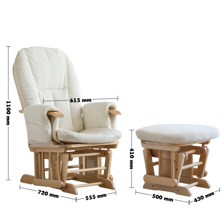 Scandinavian birch wood mixed weave fabric rocking chair with ottoman glide size charts.
