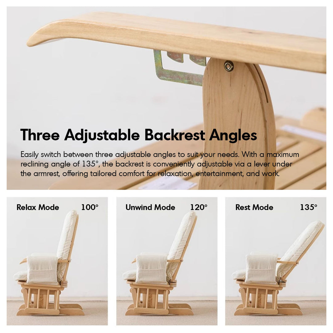 Scandinavian birch wood mixed weave fabric rocking chair with ottoman glide situational feels.