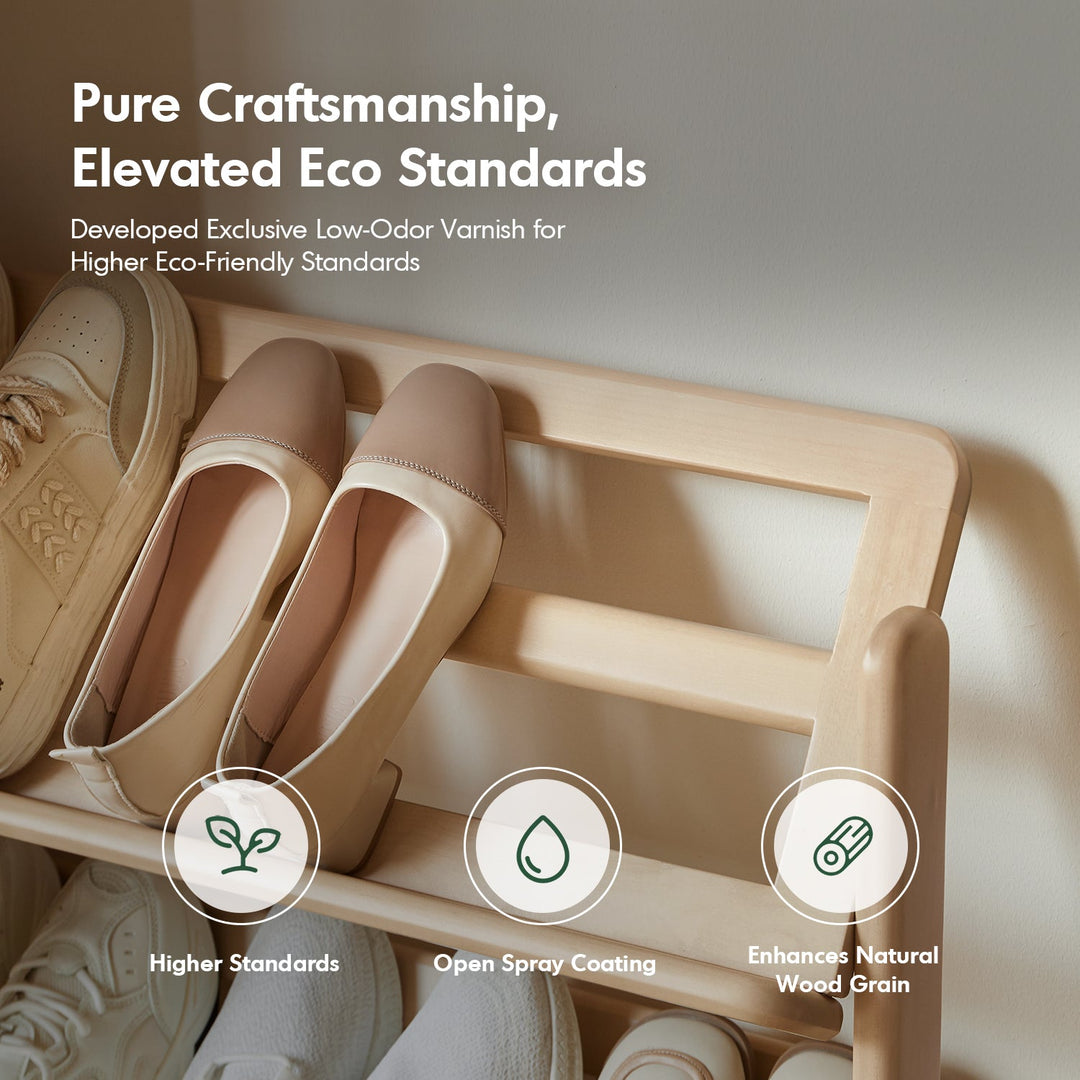 Scandinavian Birch Wood Shoe Shelf LINA