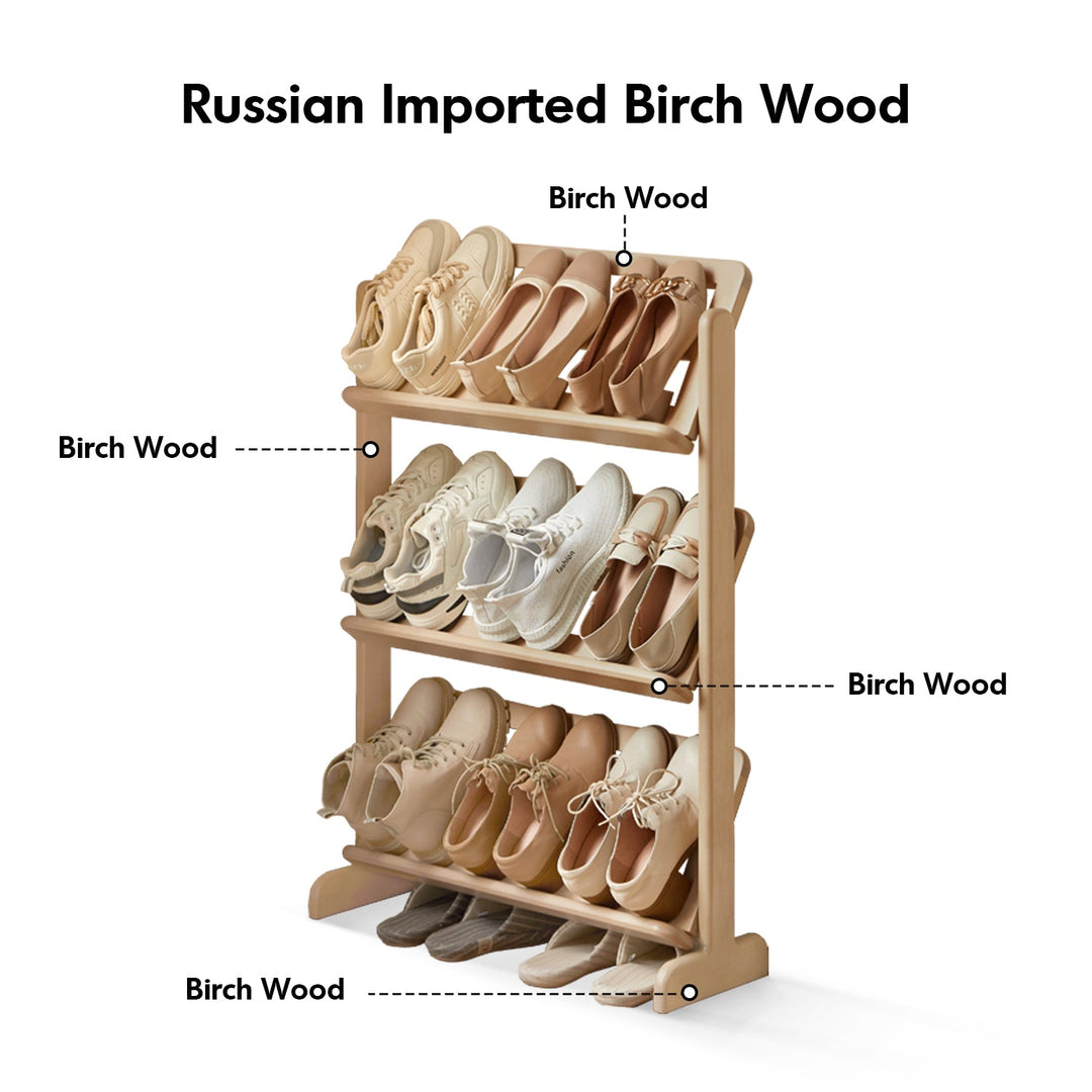 Scandinavian Birch Wood Shoe Shelf LINA