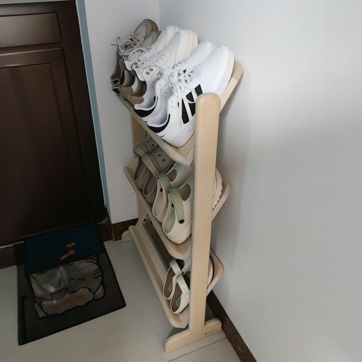 Scandinavian Birch Wood Shoe Shelf LINA