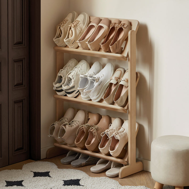 Scandinavian Birch Wood Shoe Shelf LINA