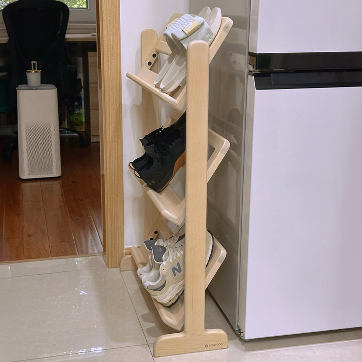 Scandinavian Birch Wood Shoe Shelf LINA