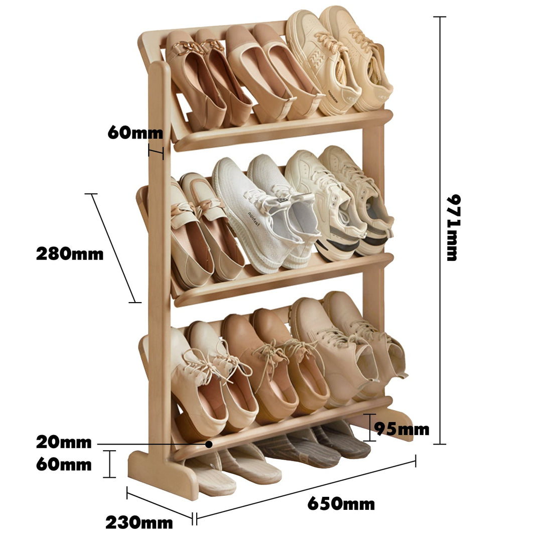 Scandinavian Birch Wood Shoe Shelf LINA