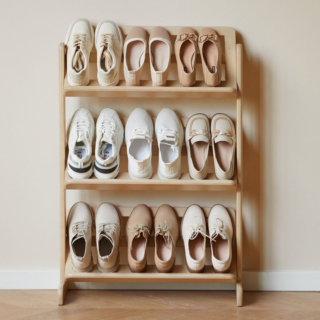 Scandinavian Birch Wood Shoe Shelf LINA
