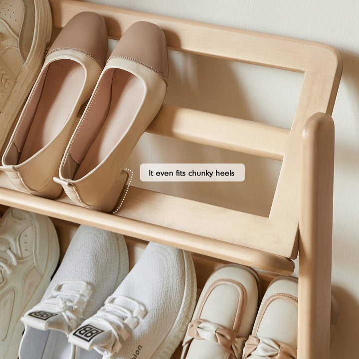 Scandinavian Birch Wood Shoe Shelf LINA