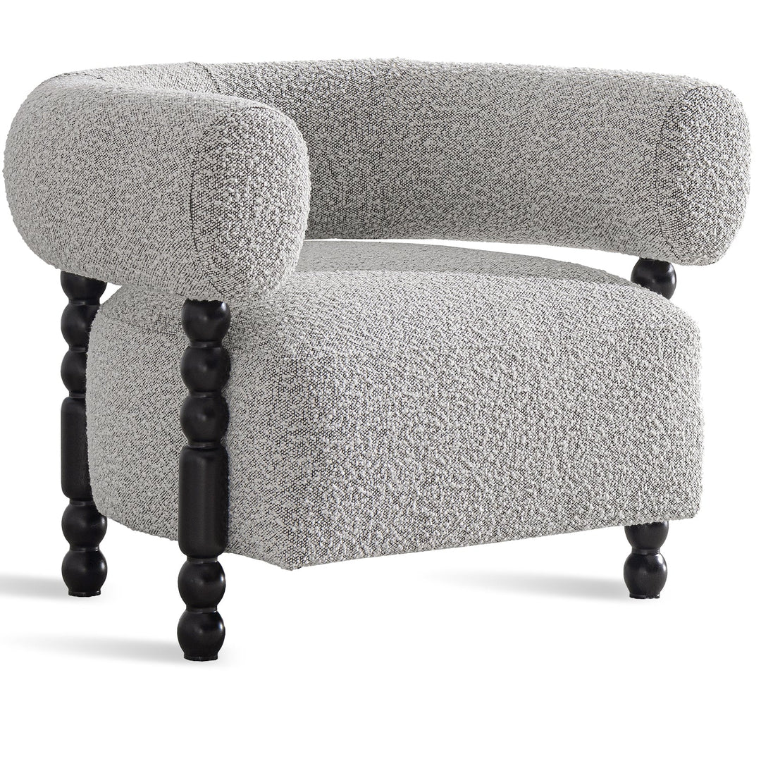 Japandi boucle fabric 1 seater sofa amarah in white background.