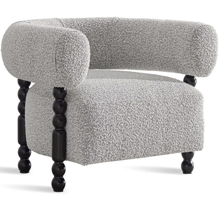 Japandi boucle fabric 1 seater sofa amarah in white background.