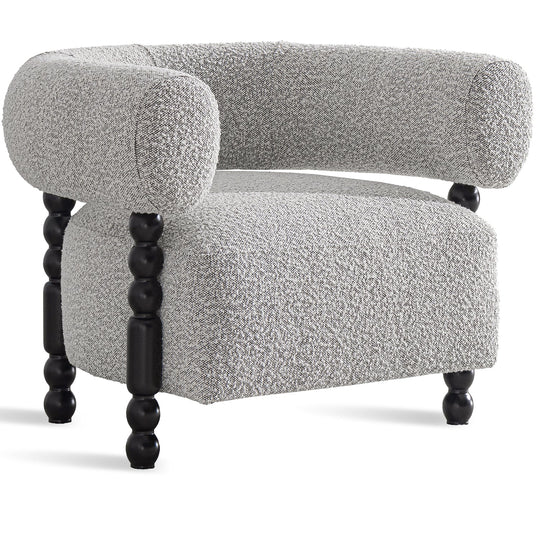 Japandi boucle fabric 1 seater sofa amarah in white background.