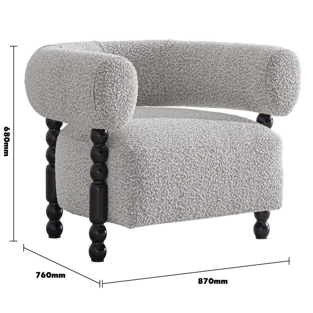 Japandi boucle fabric 1 seater sofa amarah size charts.