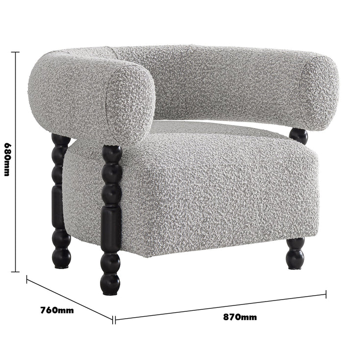 Japandi boucle fabric 1 seater sofa amarah size charts.