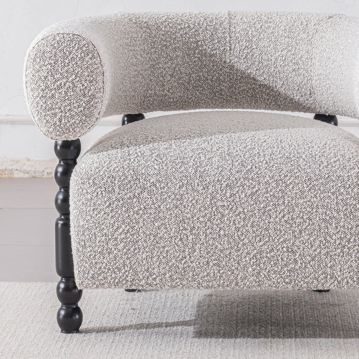 Japandi boucle fabric 1 seater sofa amarah in details.