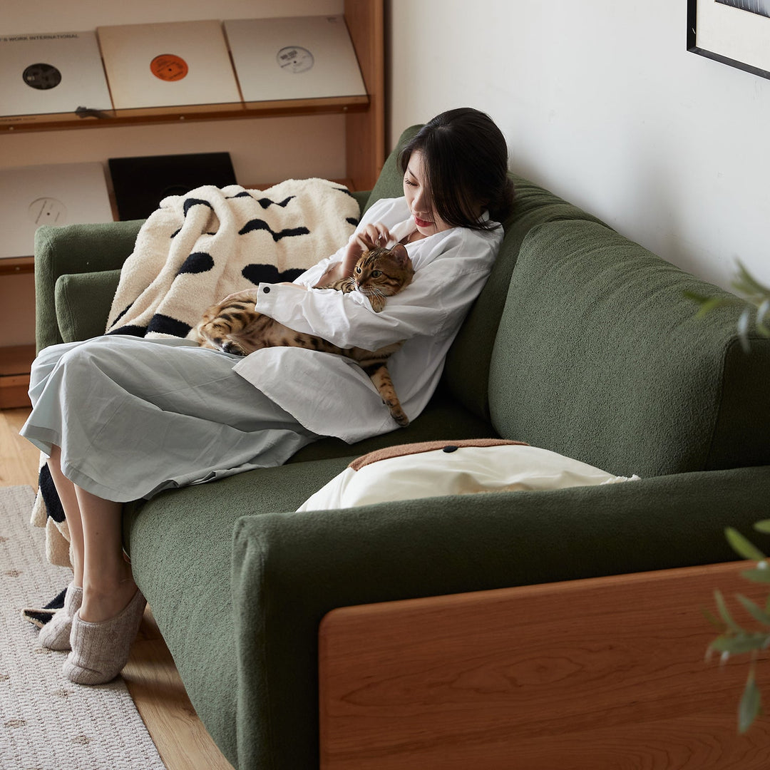 Scandinavian Boucle Fabric 2 Seater Sofa HARVEST