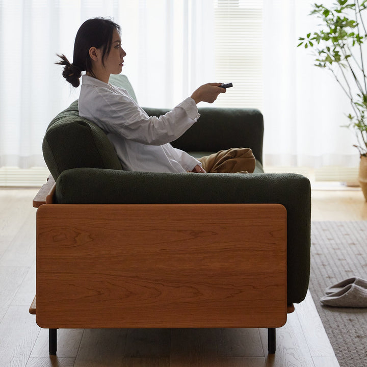 Scandinavian Boucle Fabric 2 Seater Sofa HARVEST