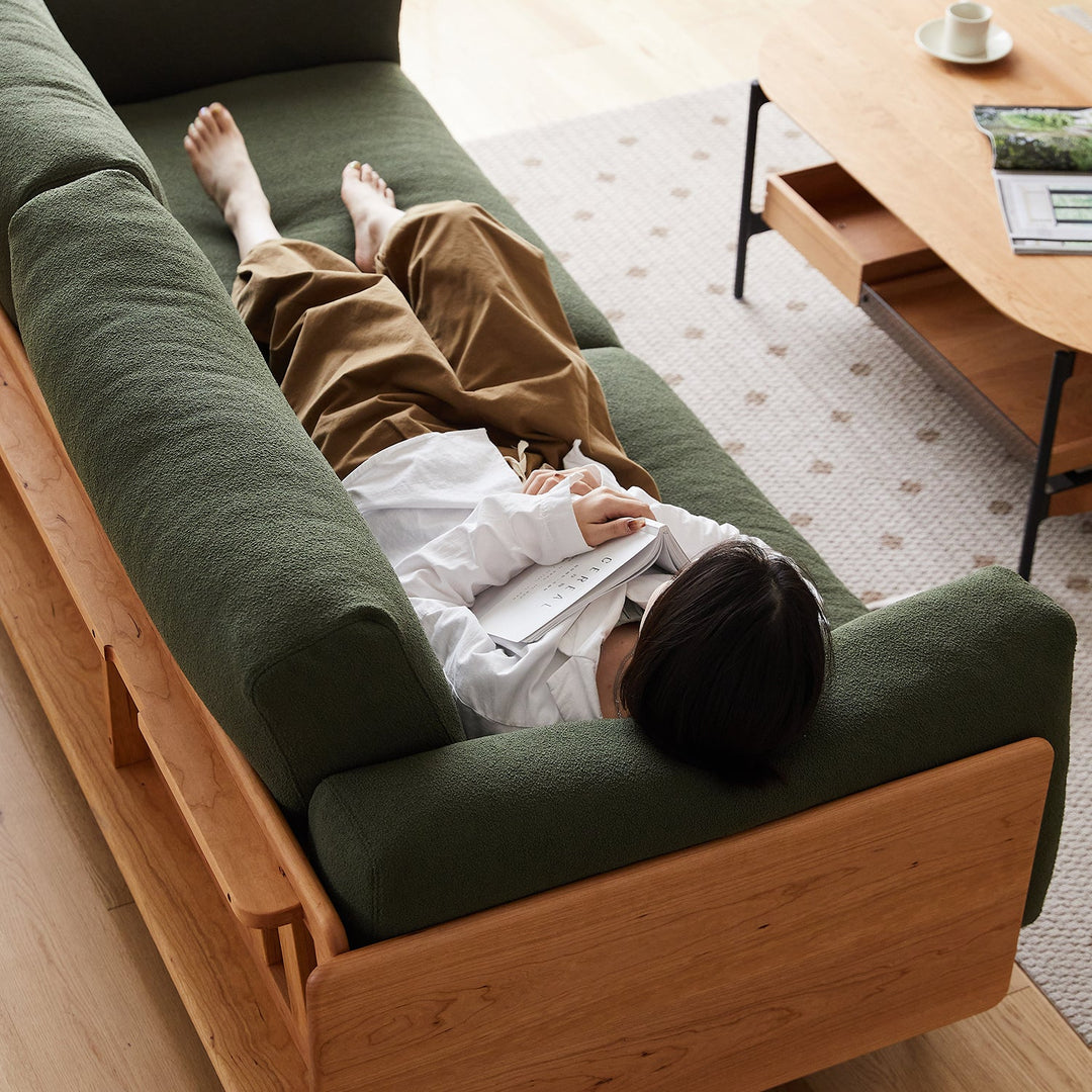 Scandinavian Boucle Fabric 2 Seater Sofa HARVEST