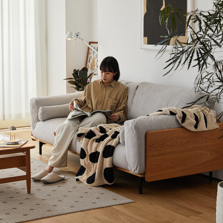 Scandinavian Boucle Fabric 2 Seater Sofa HARVEST