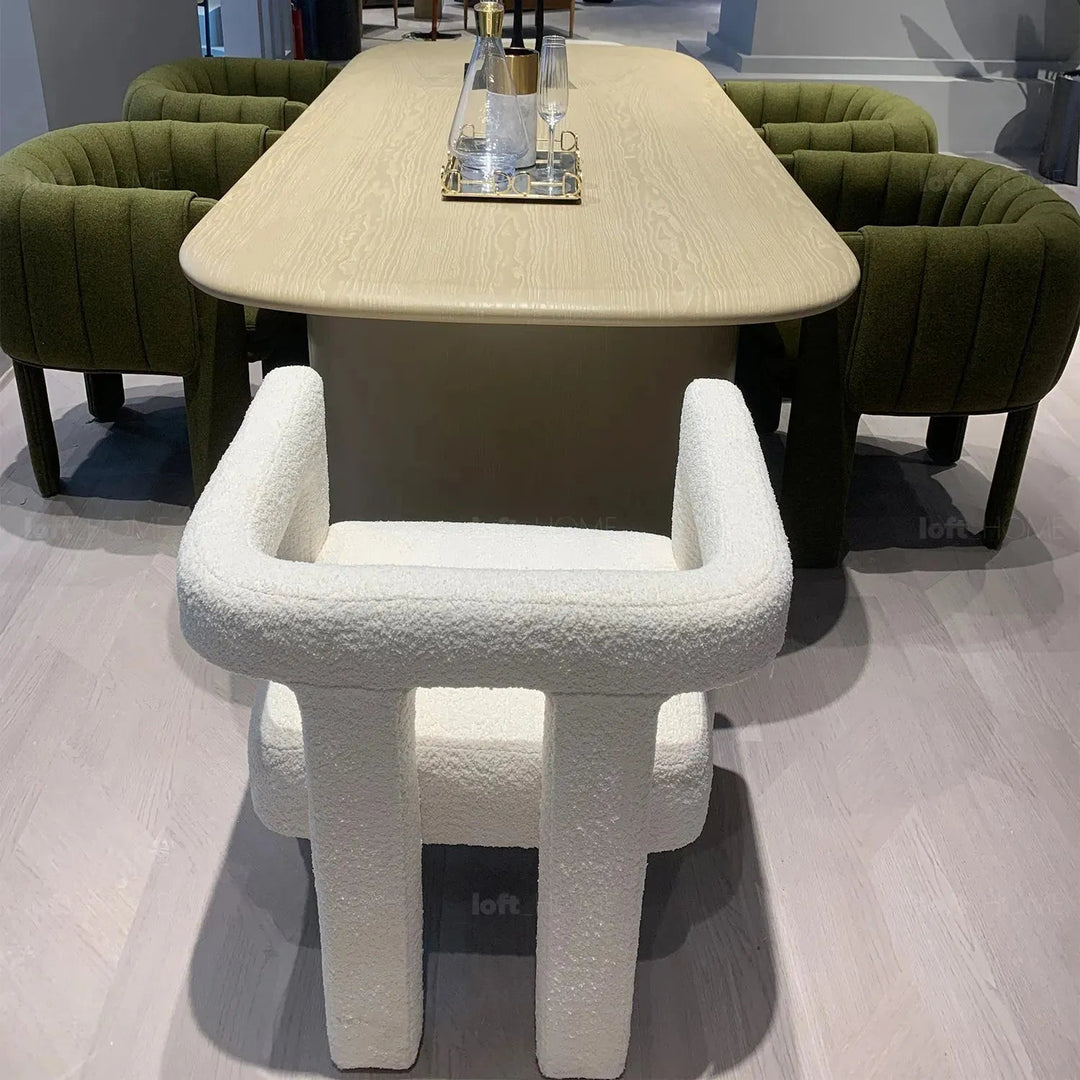 Bauhaus boucle fabric dining chair whim detail 1.