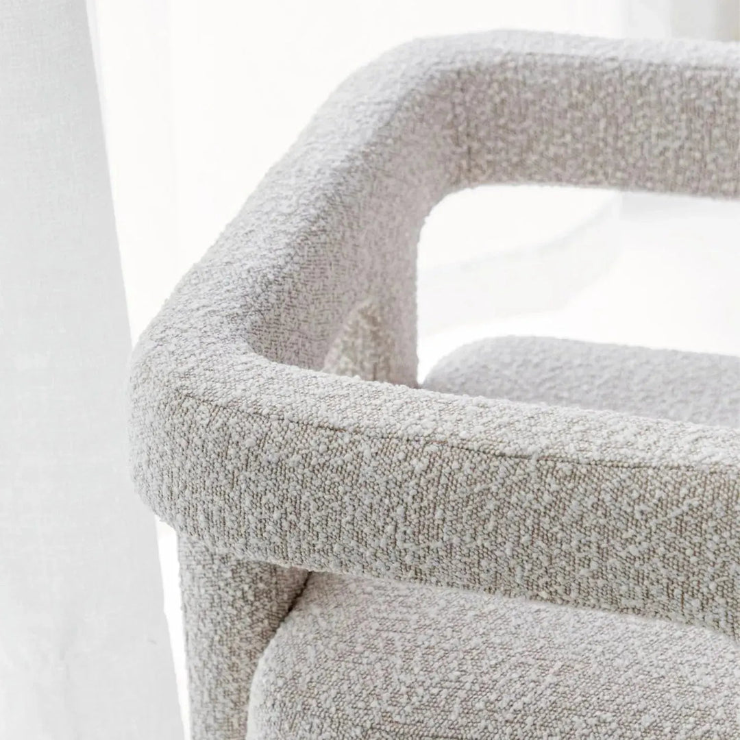 Bauhaus boucle fabric dining chair whim conceptual design.