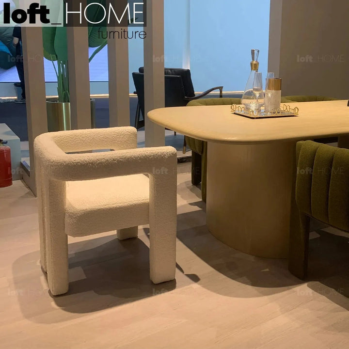 Cream Boucle Fabric Dining Chair WHIM