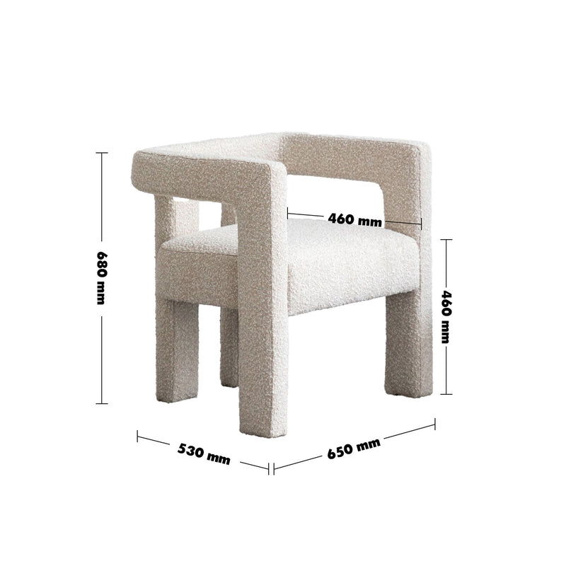 Bauhaus Boucle Fabric Dining Chair WHIM Size Chart