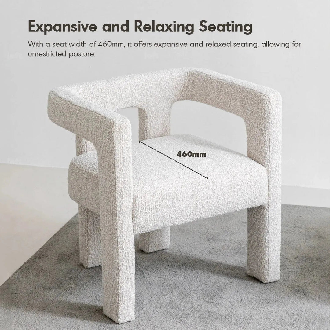 Cream Boucle Fabric Dining Chair WHIM