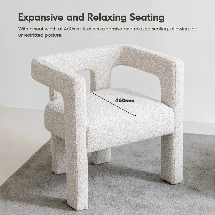 Cream Boucle Fabric Dining Chair WHIM