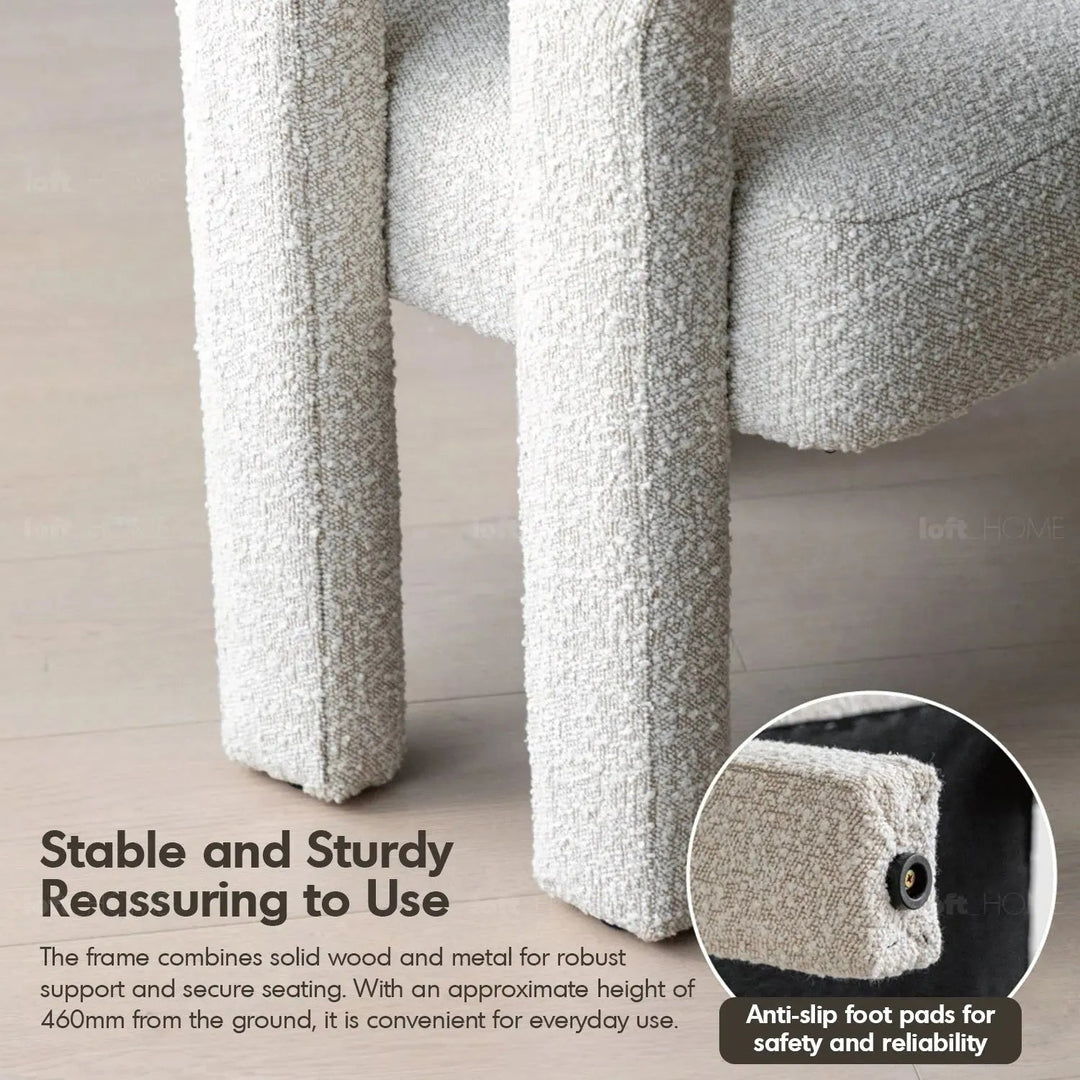 Cream Boucle Fabric Dining Chair WHIM