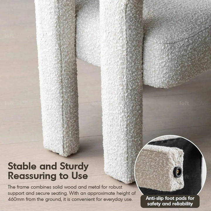 Cream Boucle Fabric Dining Chair WHIM