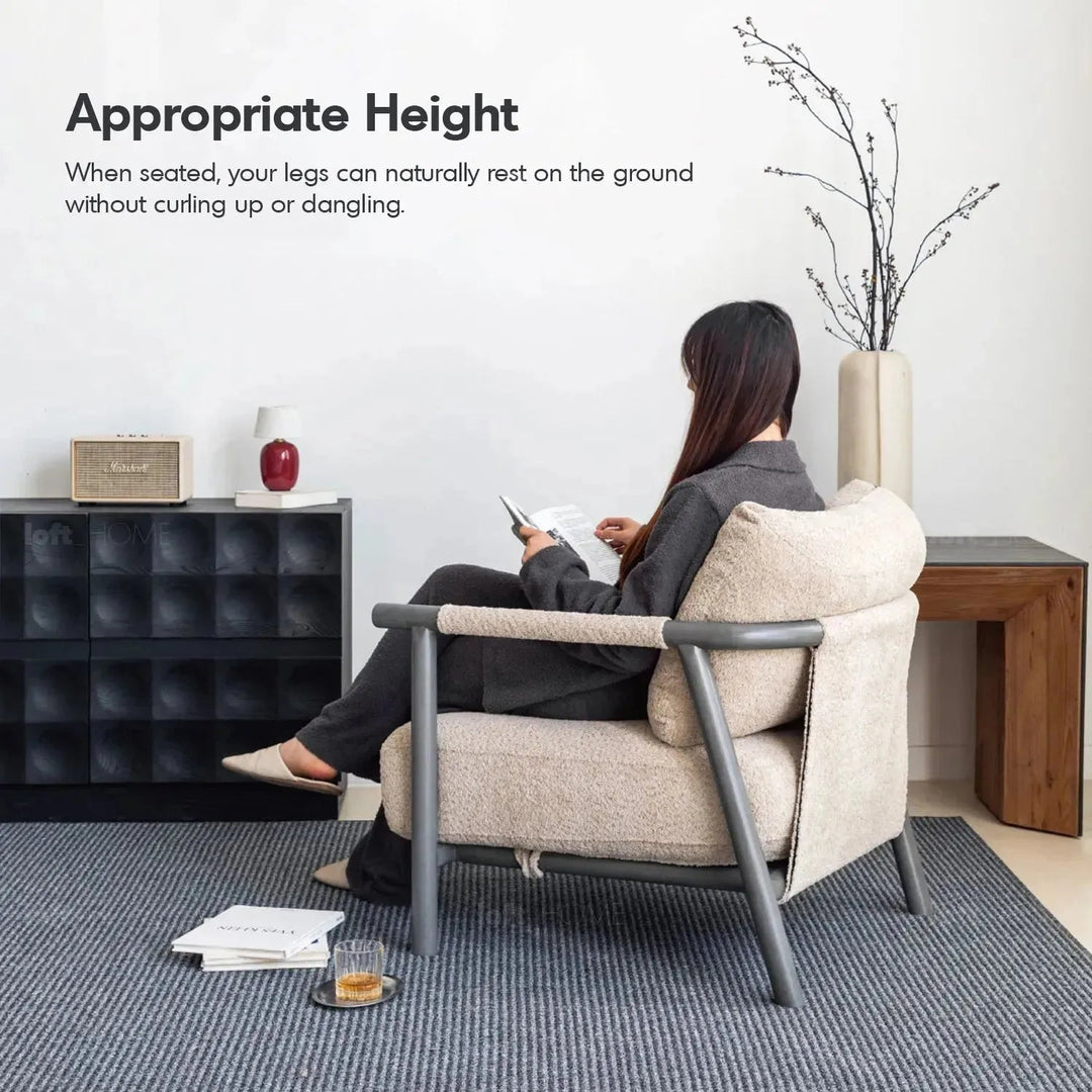 Japandi Chenille Velvet Fabric 1 Seater Sofa SENCE