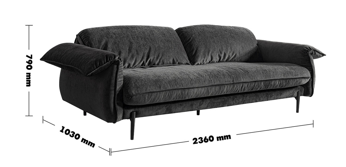 Modern Chenille Velvet Fabric 3 Seater Sofa DUSHEIN Size Chart
