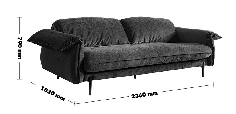 Modern Chenille Velvet Fabric 3 Seater Sofa DUSHEIN Size Chart