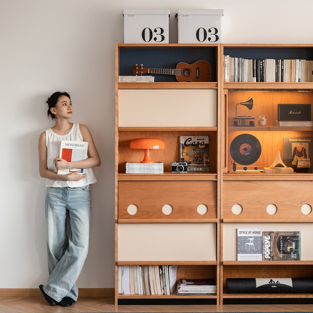 Scandinavian Cherry Wood Bookshelf TIME