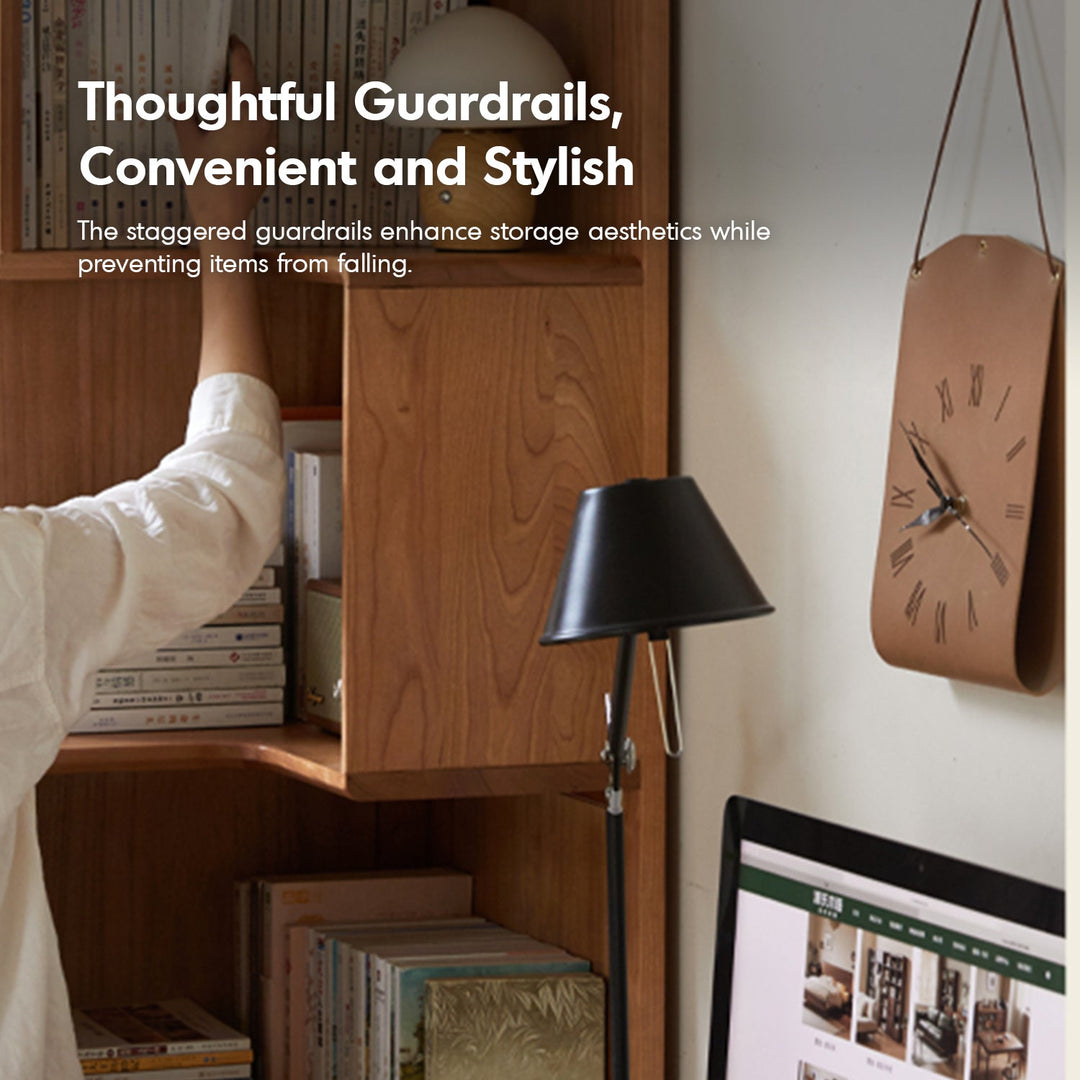 Scandinavian cherry wood corner bookshelf cornera conceptual design.