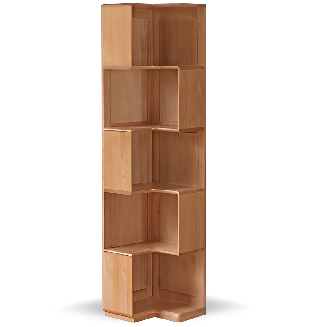 Scandinavian cherry wood corner bookshelf cornera detail 4.