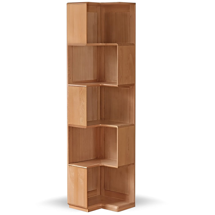 Scandinavian cherry wood corner bookshelf cornera detail 4.
