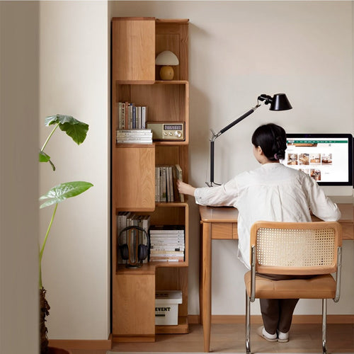 Scandinavian Cherry Wood Corner Bookshelf CORNERA Good to Know Preview-1