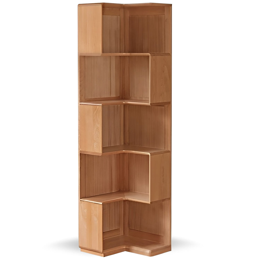 Scandinavian cherry wood corner bookshelf cornera detail 5.