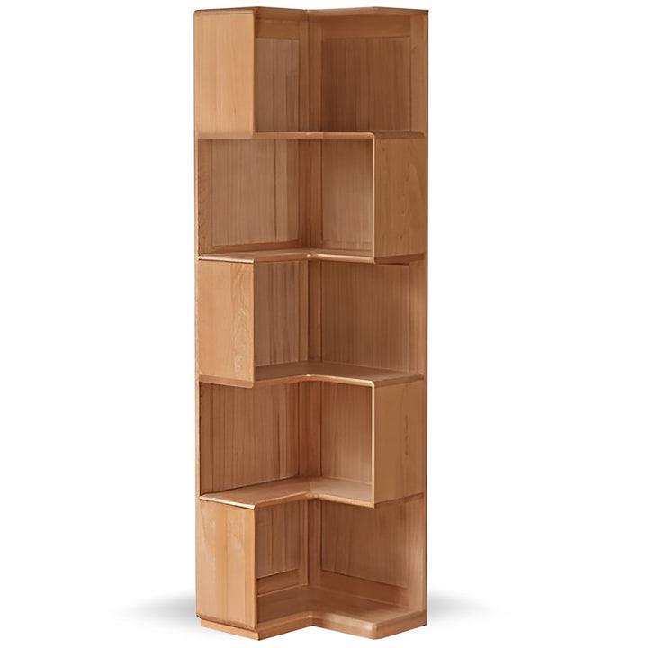Scandinavian cherry wood corner bookshelf cornera detail 5.