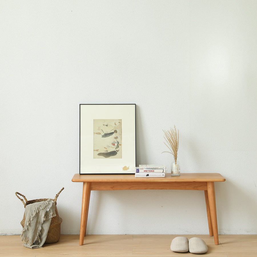 Scandinavian Cherry Wood Dining Bench GREEN