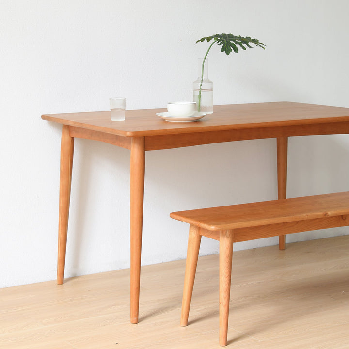 Scandinavian Cherry Wood Dining Bench GREEN