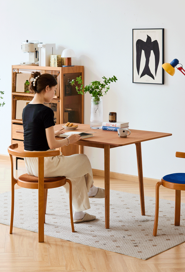 Scandinavian cherry wood dining table forest detail 12.