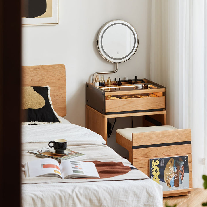 Scandinavian cherry wood dressing table mirror lake environmental situation.