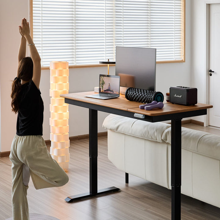 Scandinavian Cherry Wood Electric Height Adjustable Study Table KAZAMA